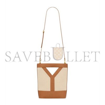 YSL Y SMALL BUCKET BAG IN CANVAS AND LEATHER 808224FAC7T9856 (29.5*23*8.5cm)